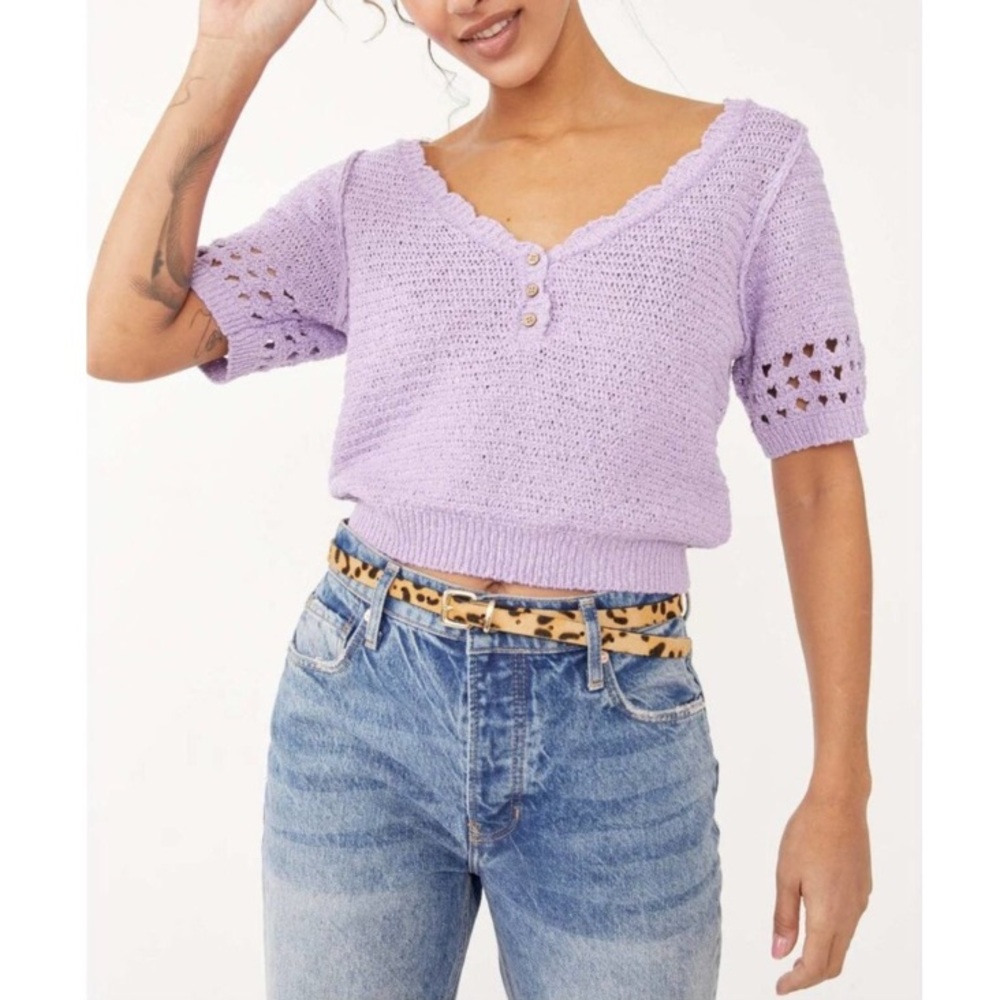 NWT Free people knit short sleeve pullover